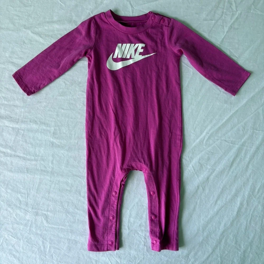 Nike Kids Active Fuchsia Pink Purple Long Sleeve Coverall Jumpsuit Size‎ 12 M
